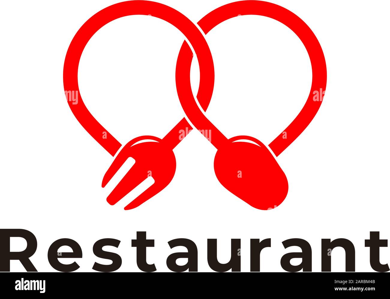 symbol vector of linked loop spoon fork line design Stock Vector