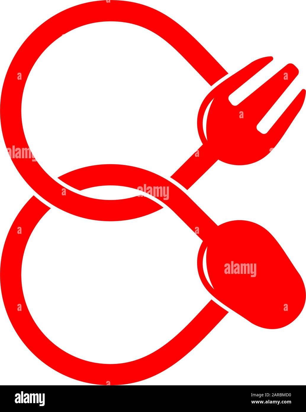 symbol vector of linked loop spoon fork line design Stock Vector