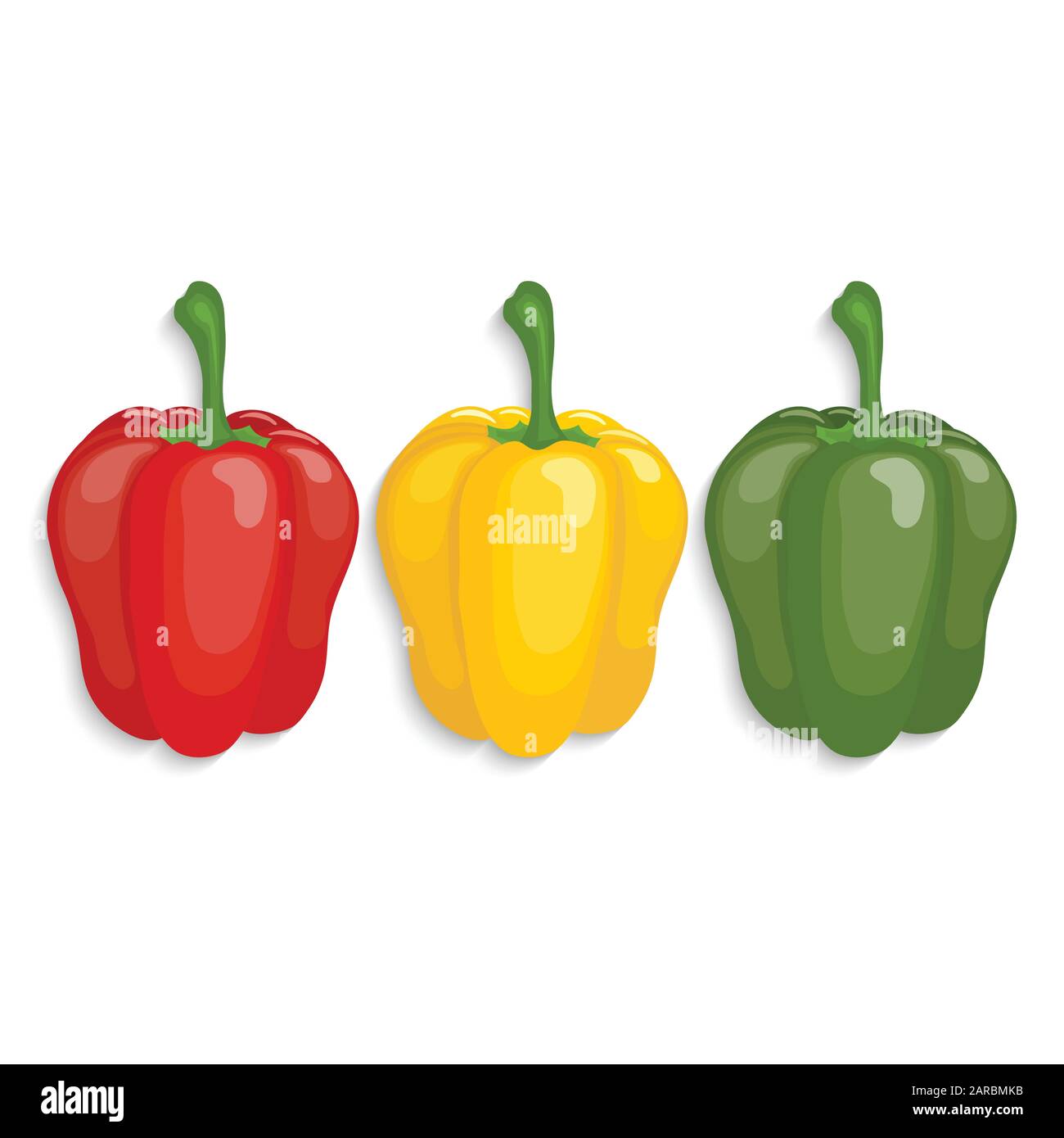 Realistic red, yellow, green  bell peppers, vector illustration Stock Vector