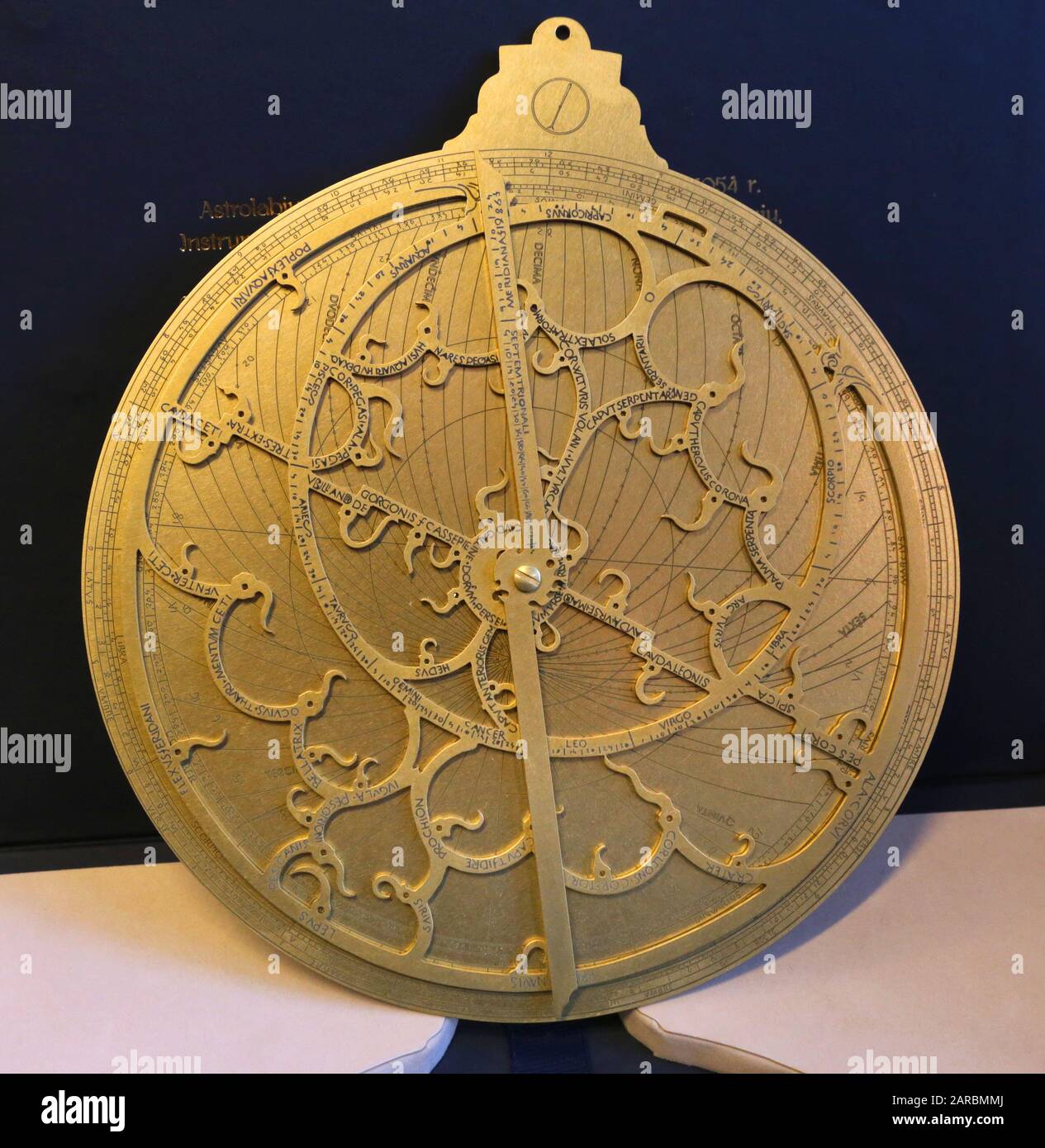 Cracow. Krakow. Poland. The replica of antique astrolabe (astrolabium). Original item was made by Hans Dorn in Buda in 1486. Stock Photo