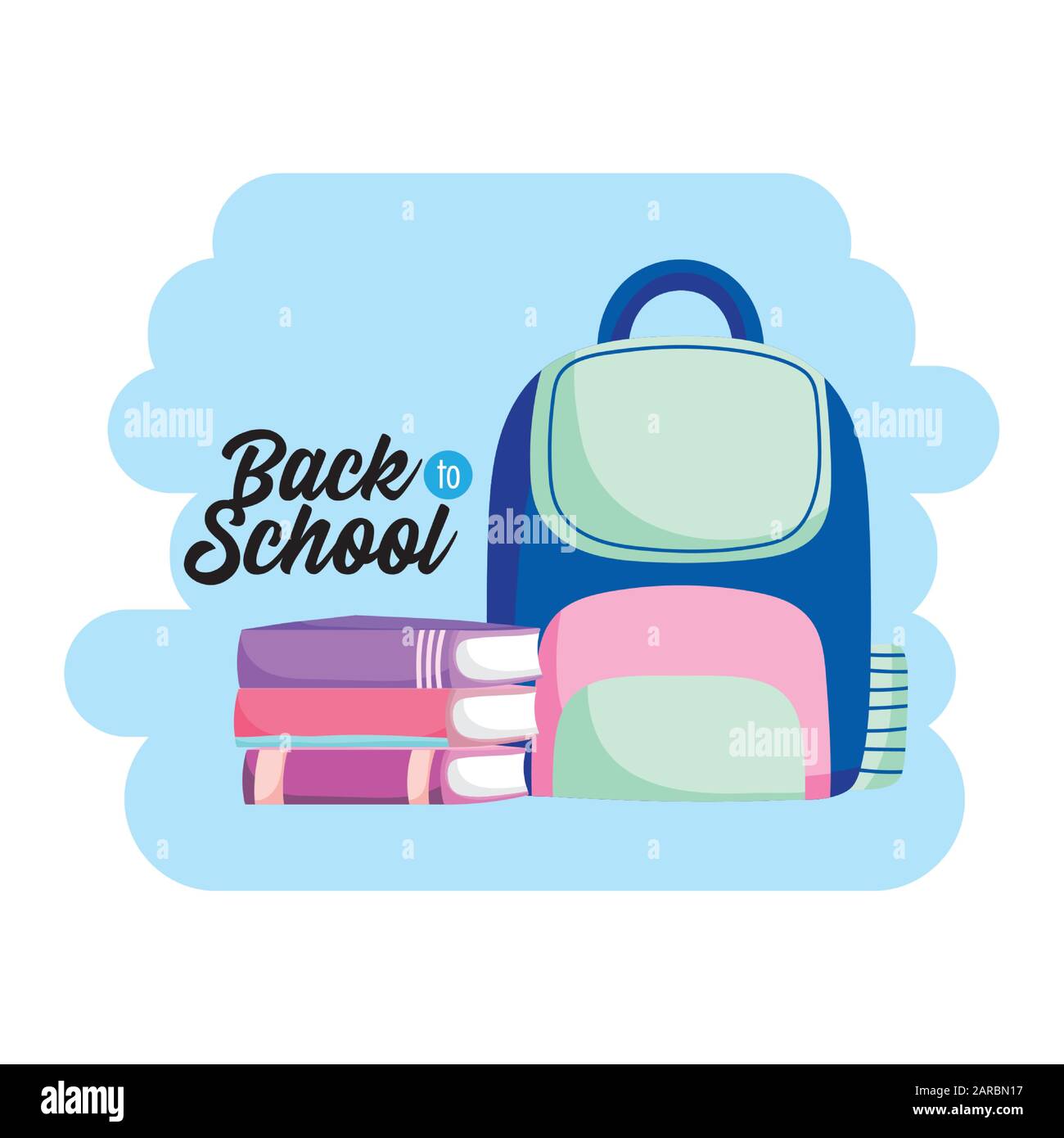 back to school education backpack and stack of books vector ...