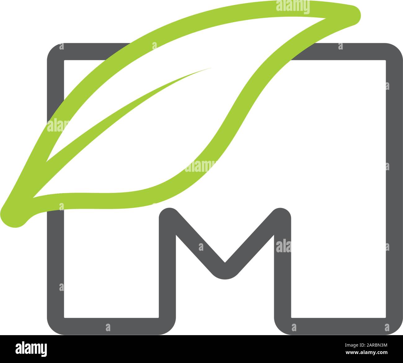 letter m linear leaf geometric logo vector Stock Vector