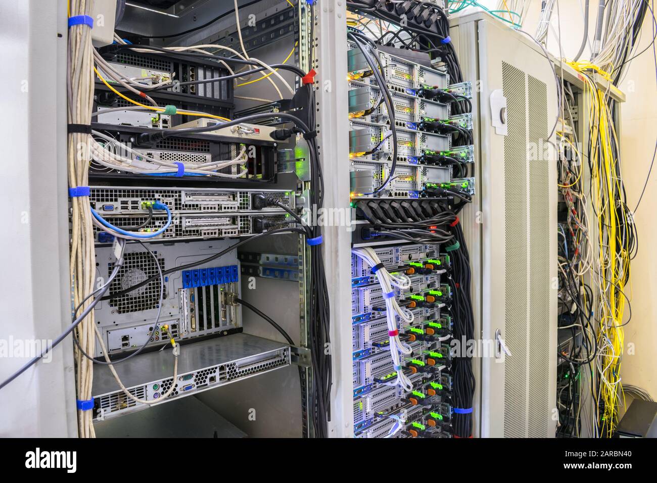 The server room is in the data center. The computer equipment is on the  main technical platform of the Internet provider. Data processing node  Stock Photo - Alamy