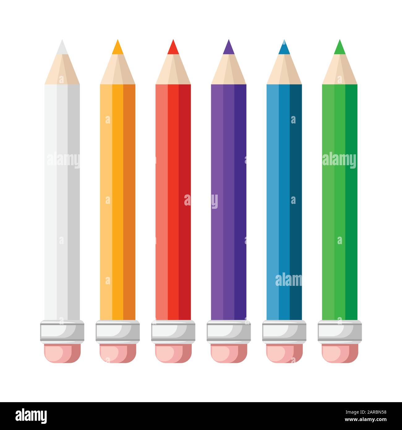 Set of six colored pencils , vector illustration Stock Vector Image