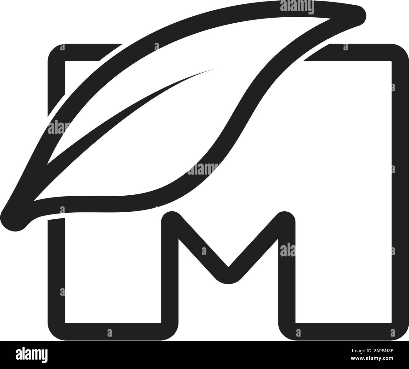 letter m linear leaf geometric logo vector Stock Vector