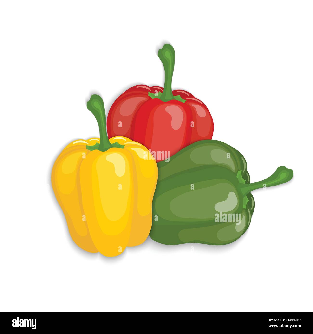Realistic red, yellow, green  bell peppers, vector illustration Stock Vector