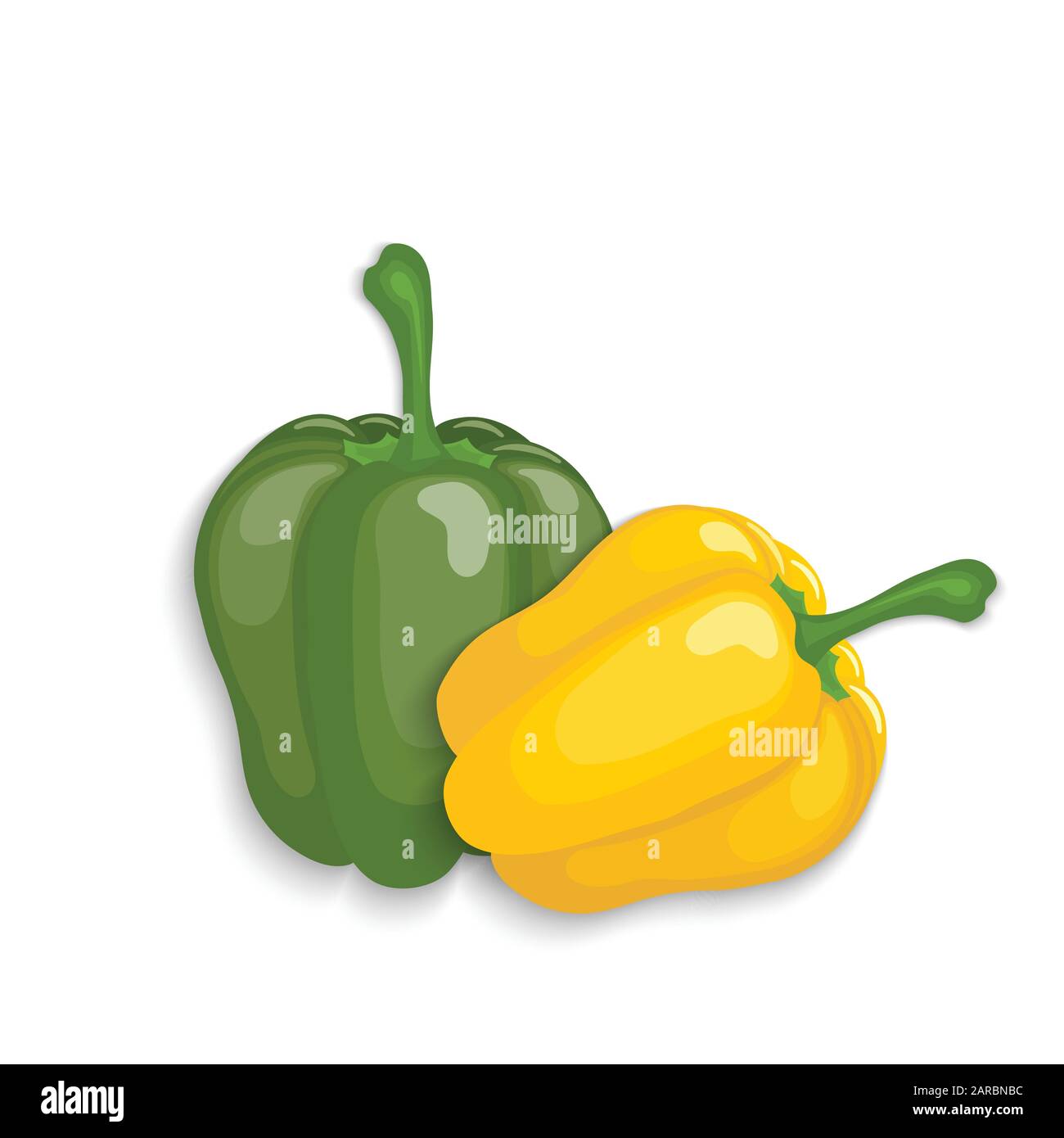 Realistic yellow and green  bell peppers, vector illustration Stock Vector