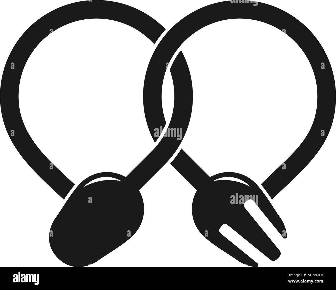 symbol vector of linked loop spoon fork line design Stock Vector