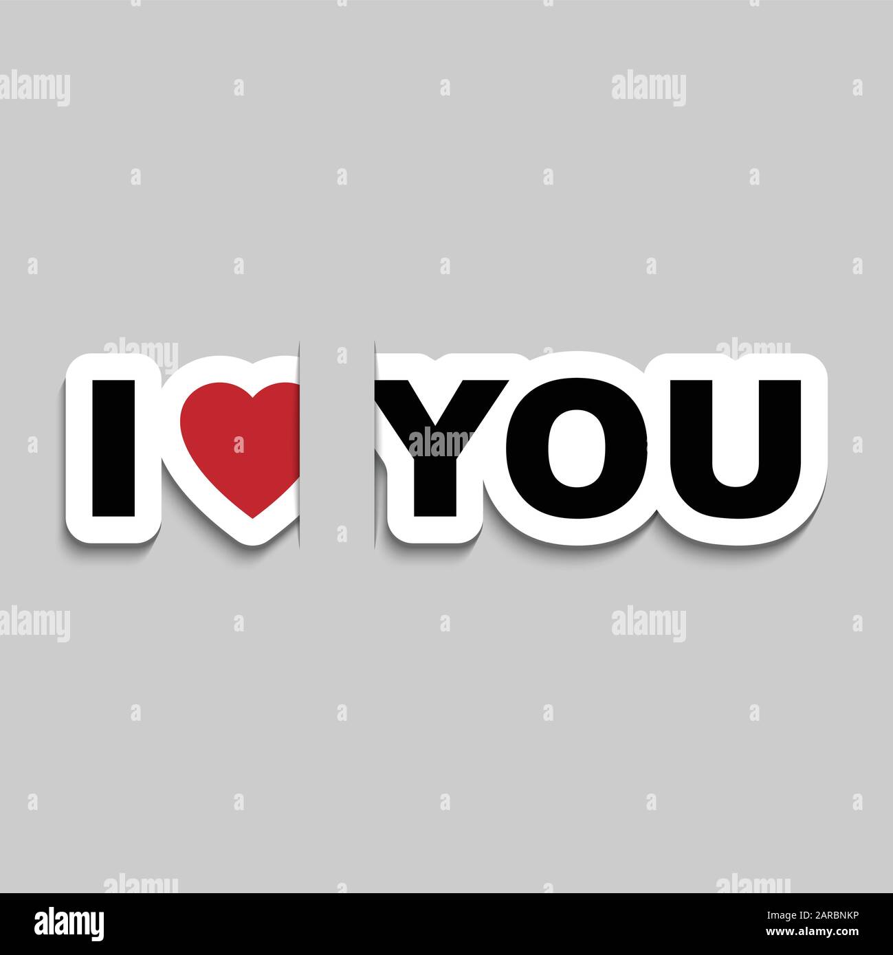 I love you lettering made as sticker design, vector illustration for Valentines day Stock Vector
