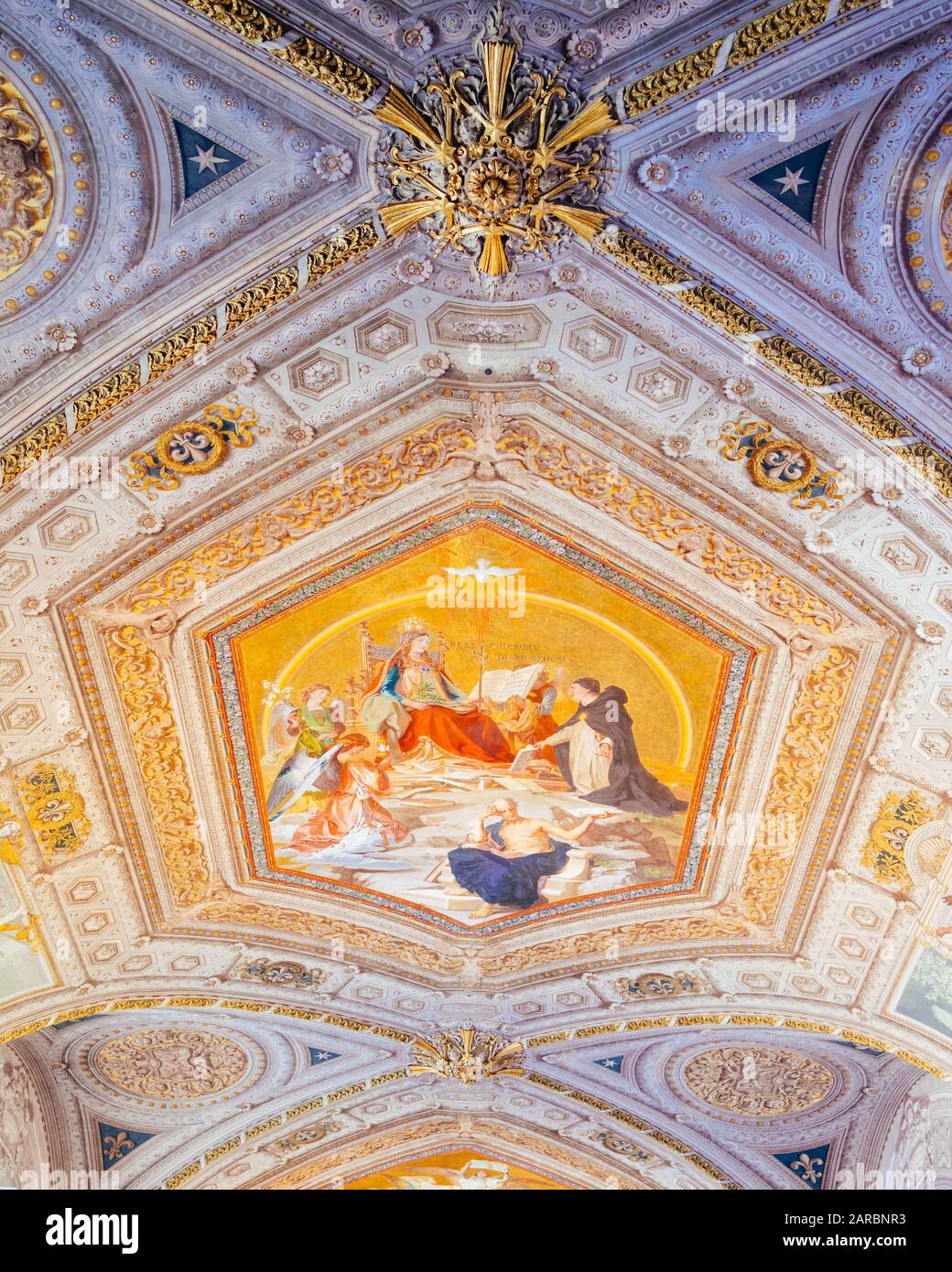 Rome, Italy - Jan 3, 2020: Beautiful ceiling art at the Vatican museum in Rome. Stock Photo