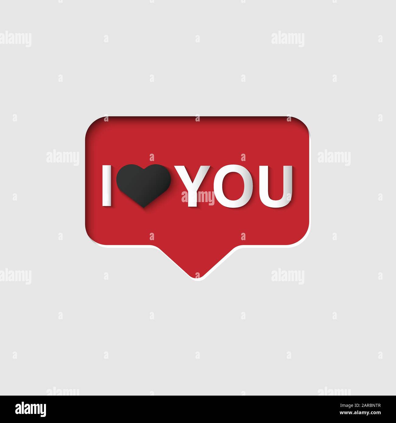 I love you. Happy Valentines Day poster greeting card. Vector illustration frame with paper cut hearts Stock Vector