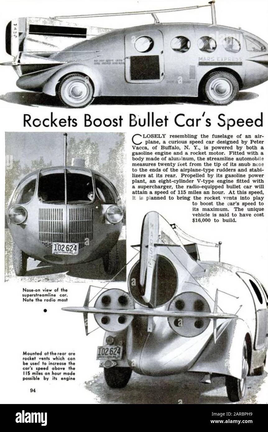 MARS EXPRESS ROCKET CAR from a 19590s American magazine Stock Photo