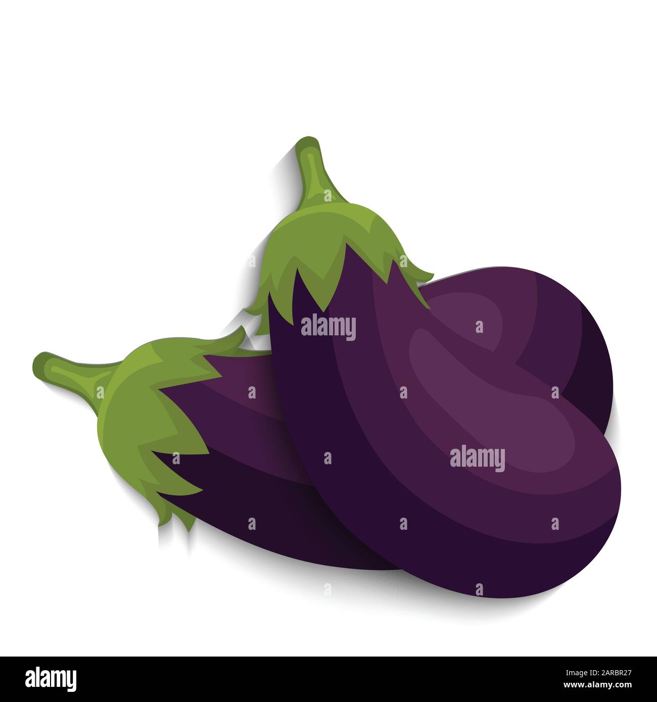Realistic eggplant vegetables whole, vector illustration Stock Vector