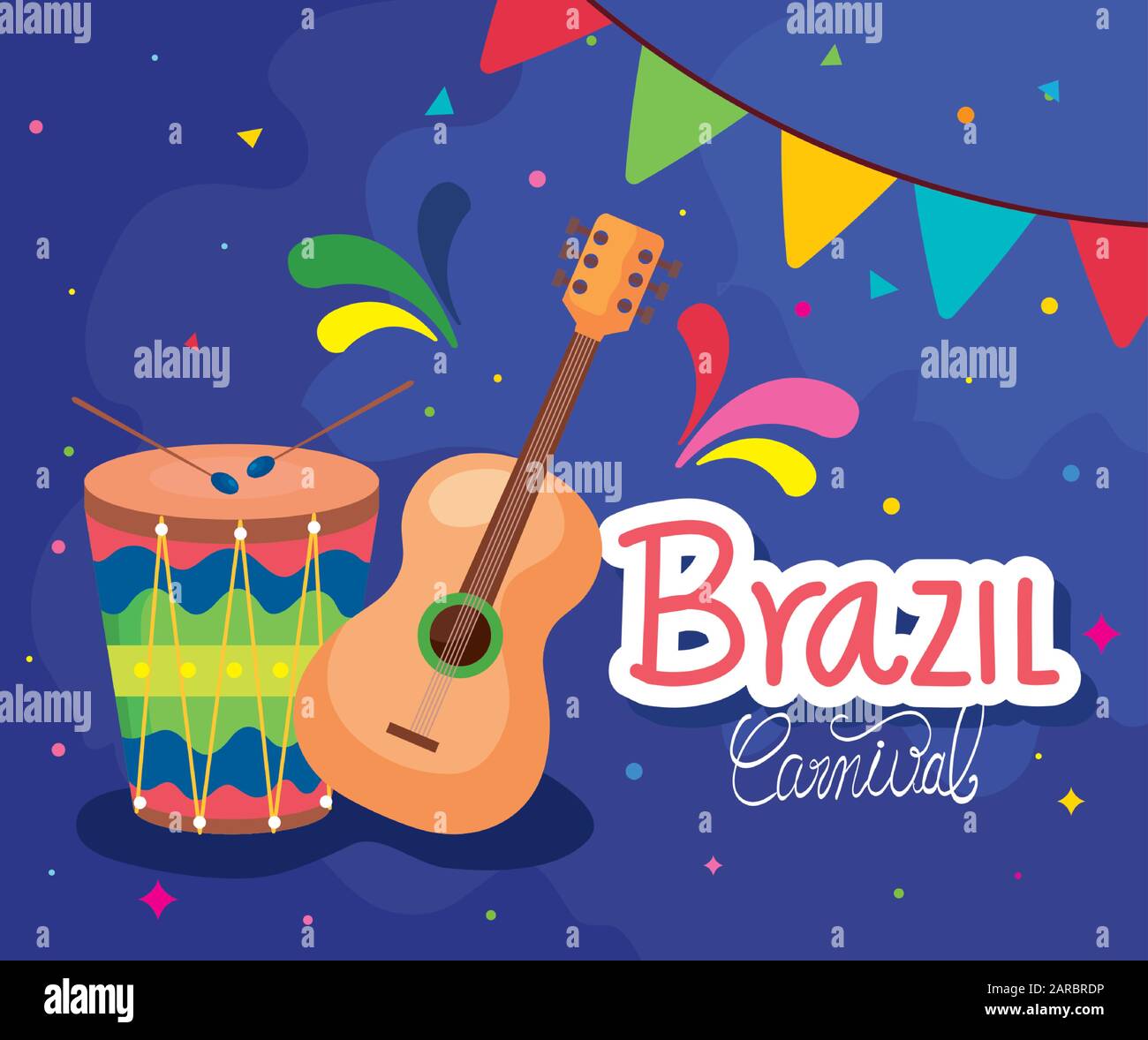 poster of brazil carnival with guitar and drum Stock Vector Image & Art ...