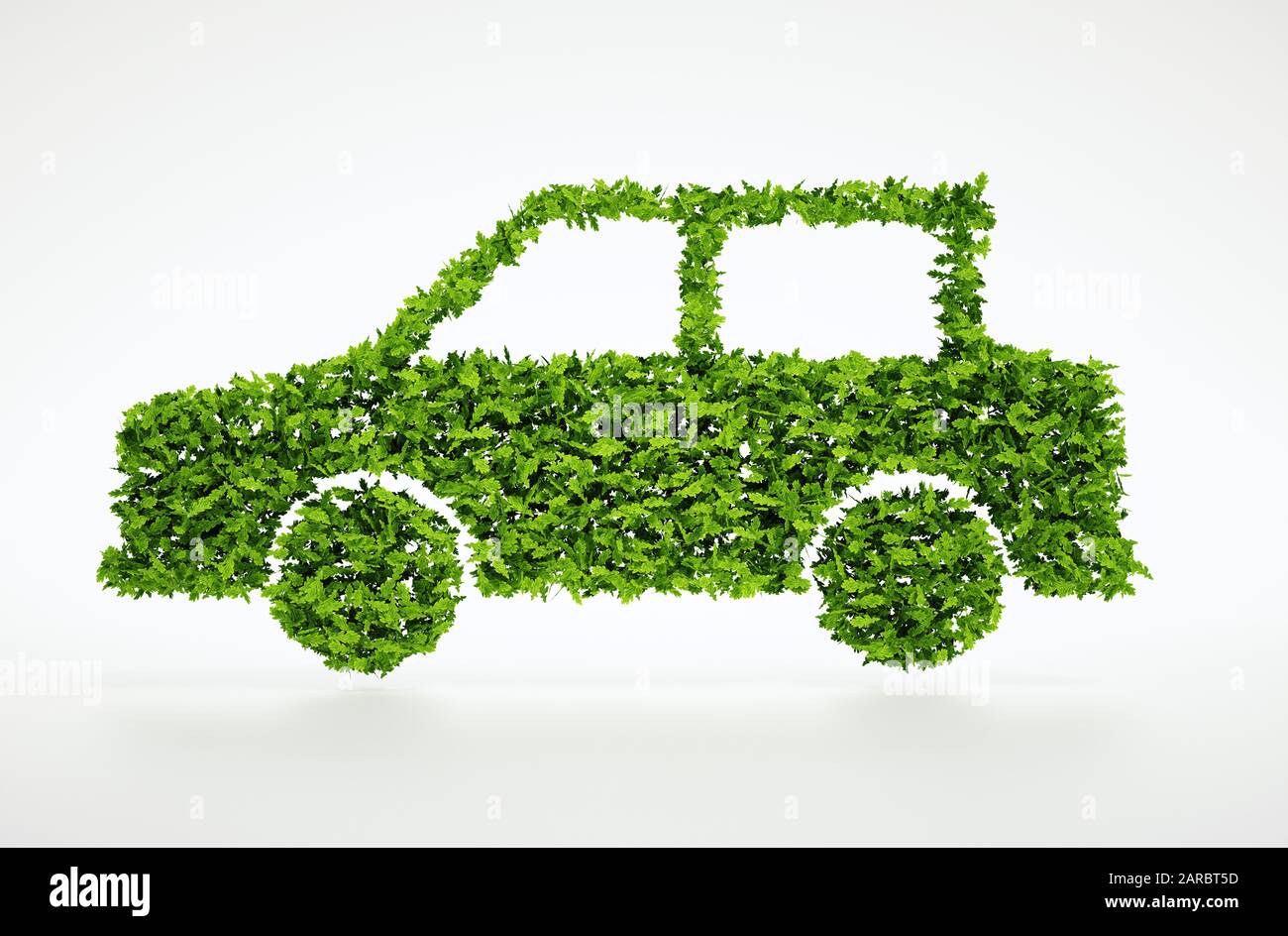 Isolated 3d render natural leaf car symbol with white background Stock Photo