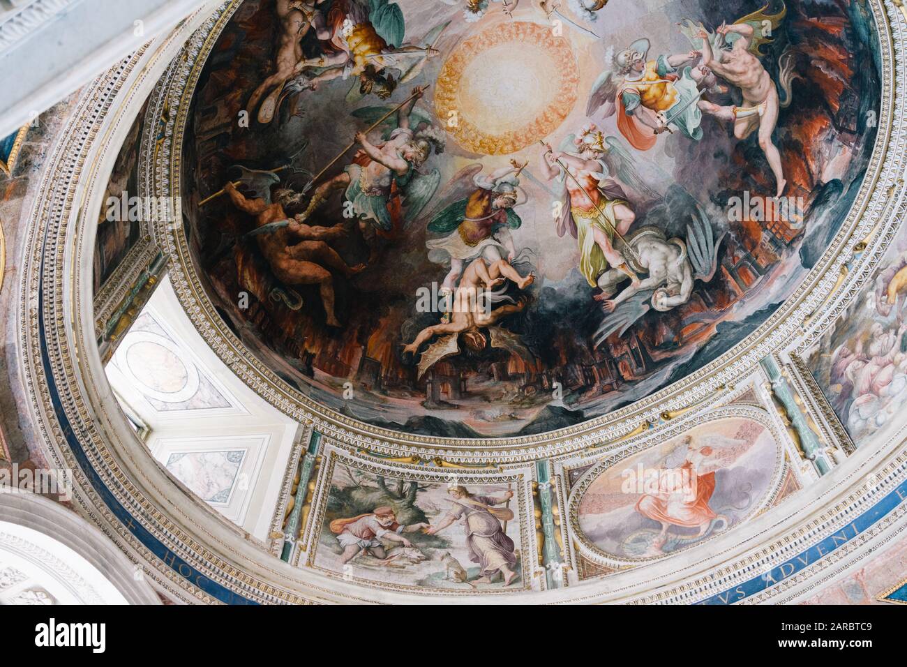 Rome, Italy - Jan 3, 2020: Beautiful ceiling art at the Vatican museum in Rome. Stock Photo