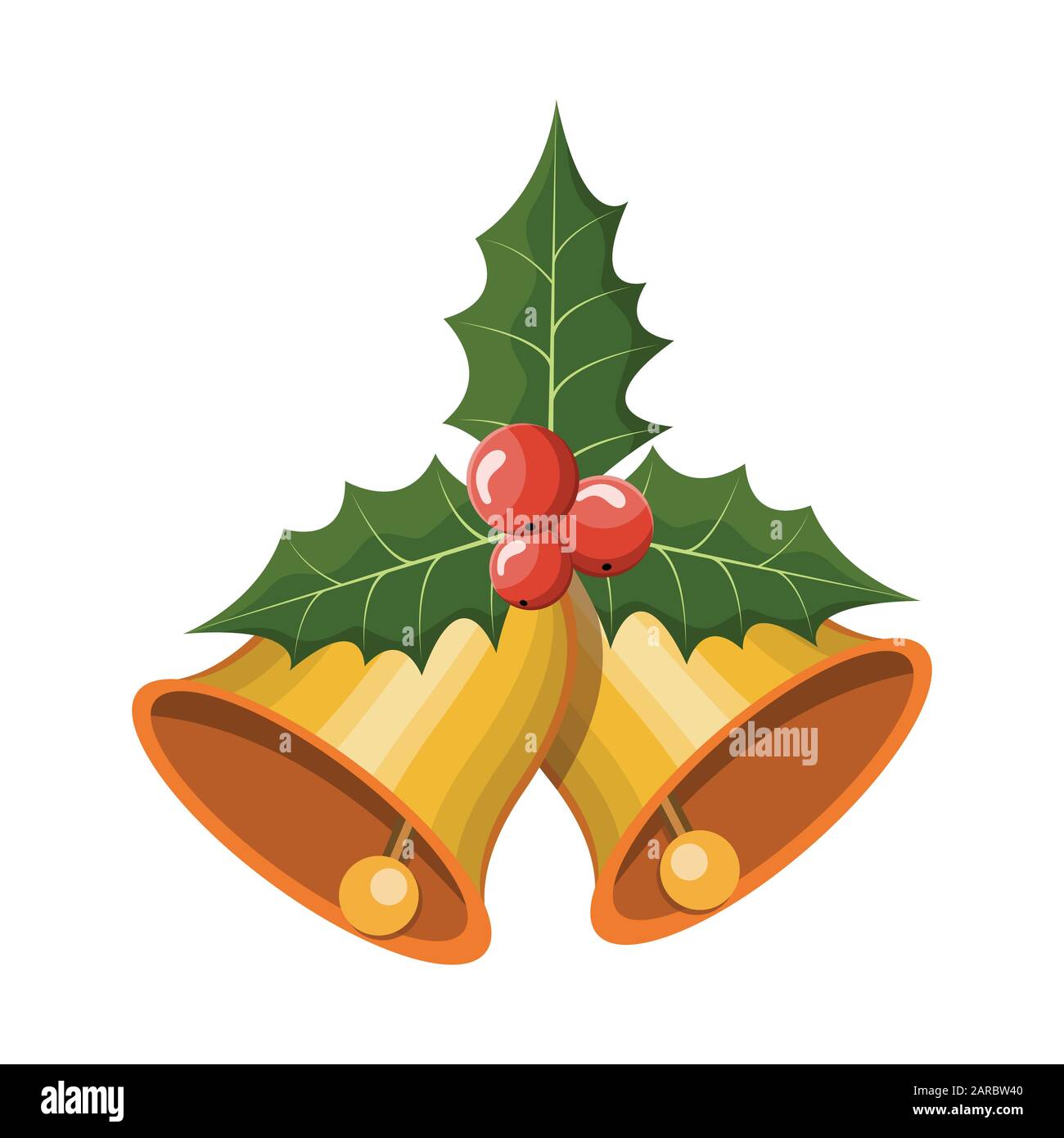 Christmas bells. Jingle bells or sleigh bells. With red bow and christmas  holly. cartoon vector illustration Stock Vector Image & Art - Alamy