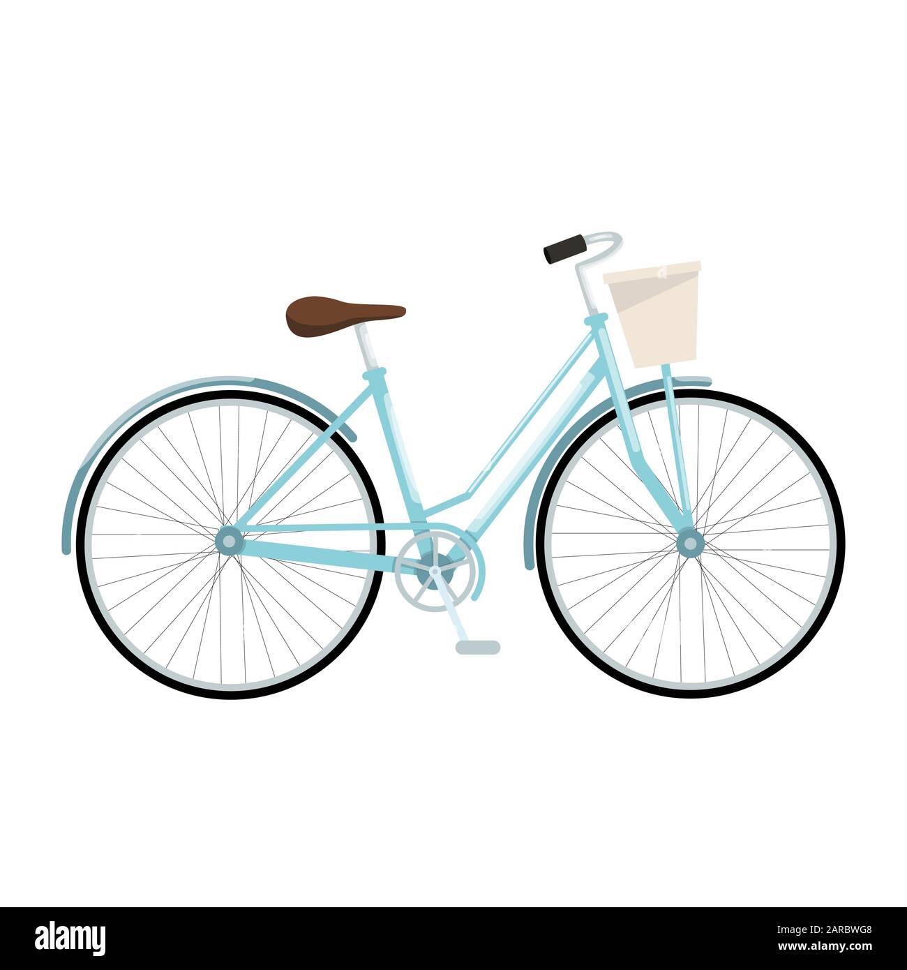 Blue bicycle with basket, vector illustration Stock Vector Image & Art