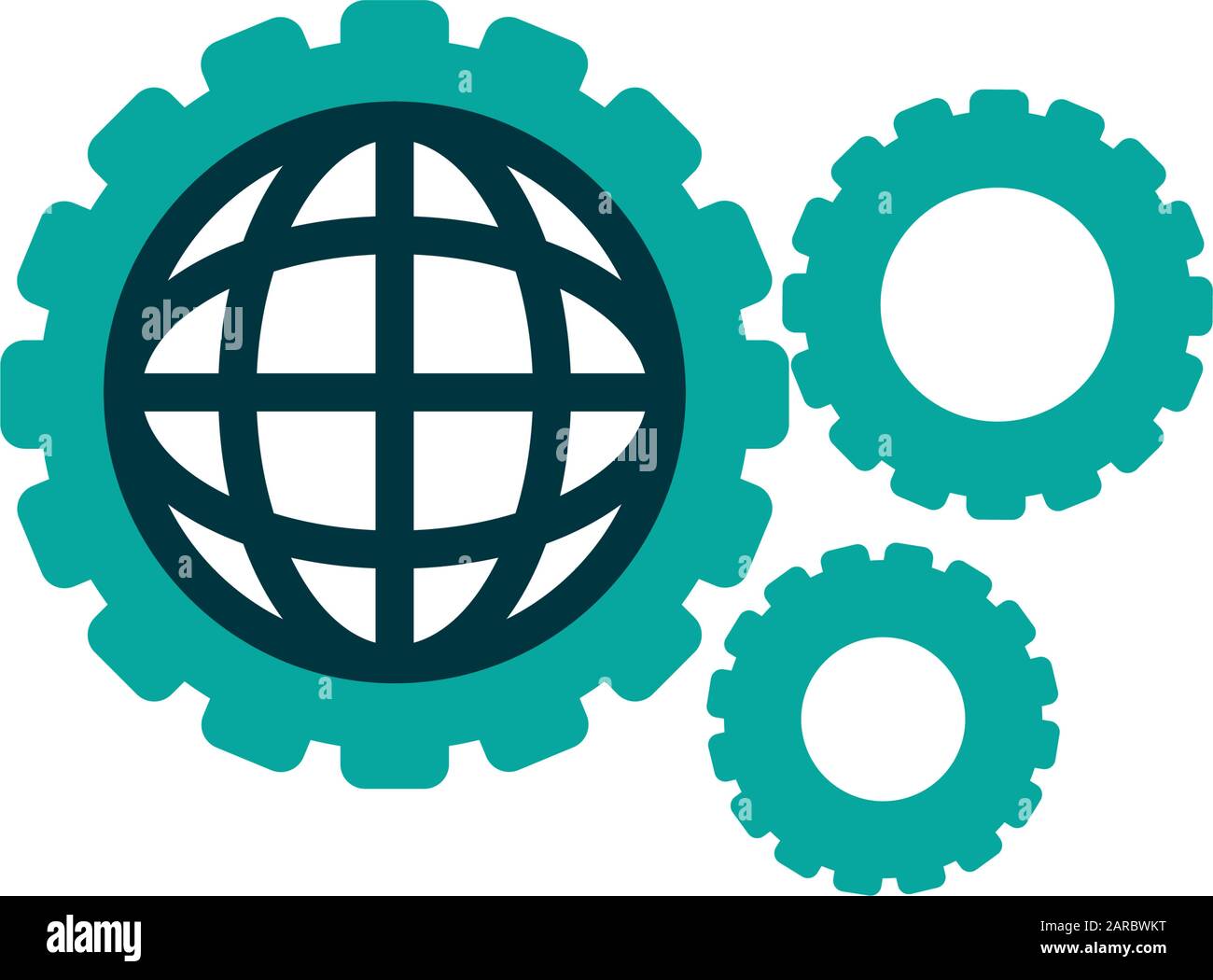 Isolated global sphere and gears vector design Stock Vector Image & Art ...