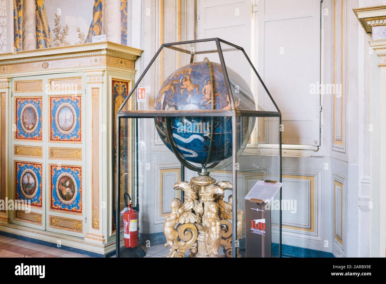 Rome, Italy - Jan 3, 2020: A celestial globe by Giovanni Antonio Vanosino in1567, showing the main Ptolemaic constellations in convex representation, Stock Photo