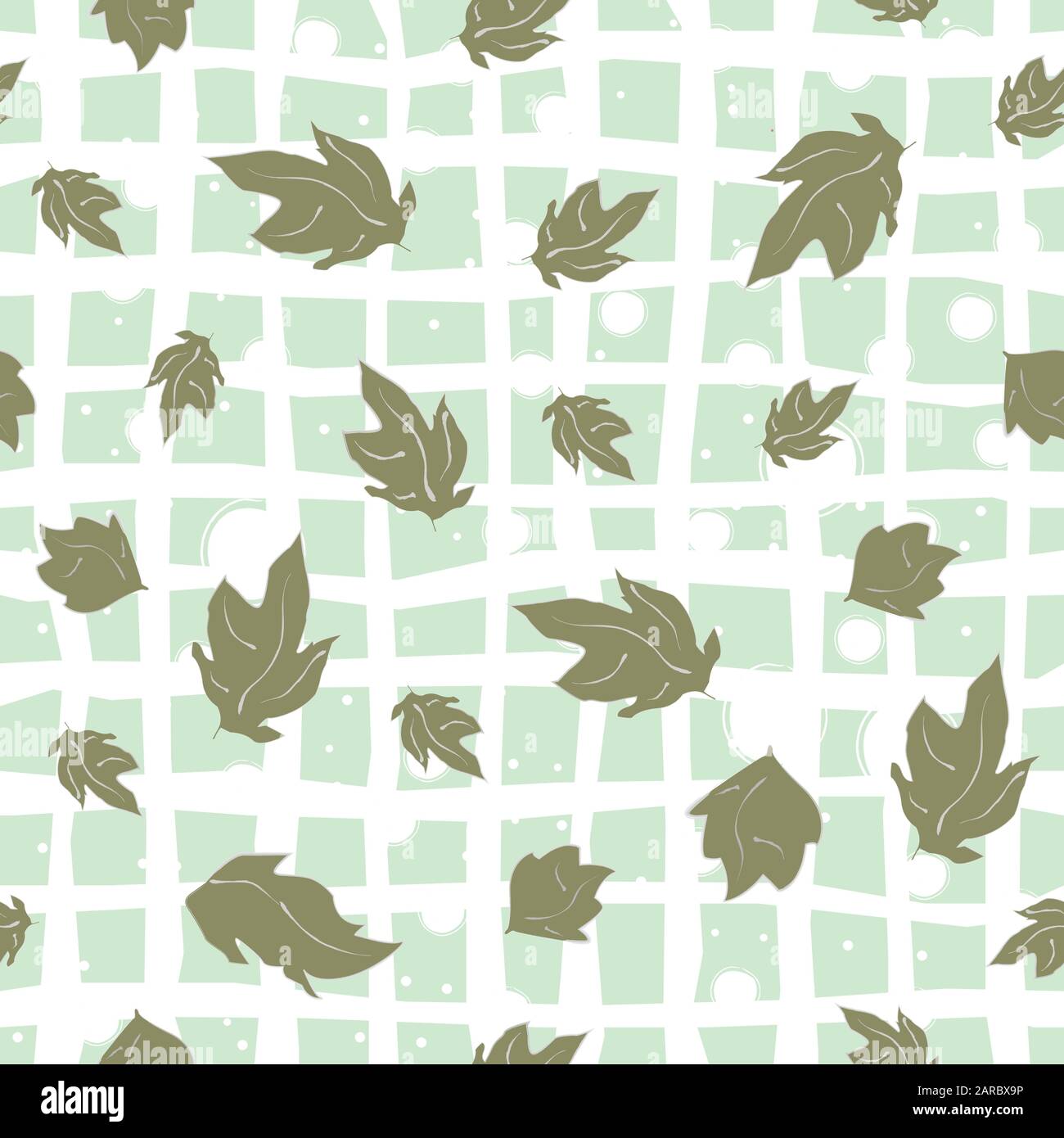 Seamless pattern with floating leaves on the wind, black background. Vector Illustration Stock Vector
