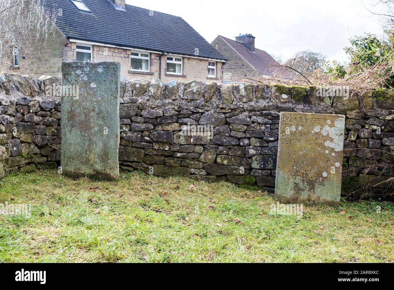 The Lydgate Graves of George Darby and his daughter Mary, Eyam plague village, Derbyshire, UK Stock Photo