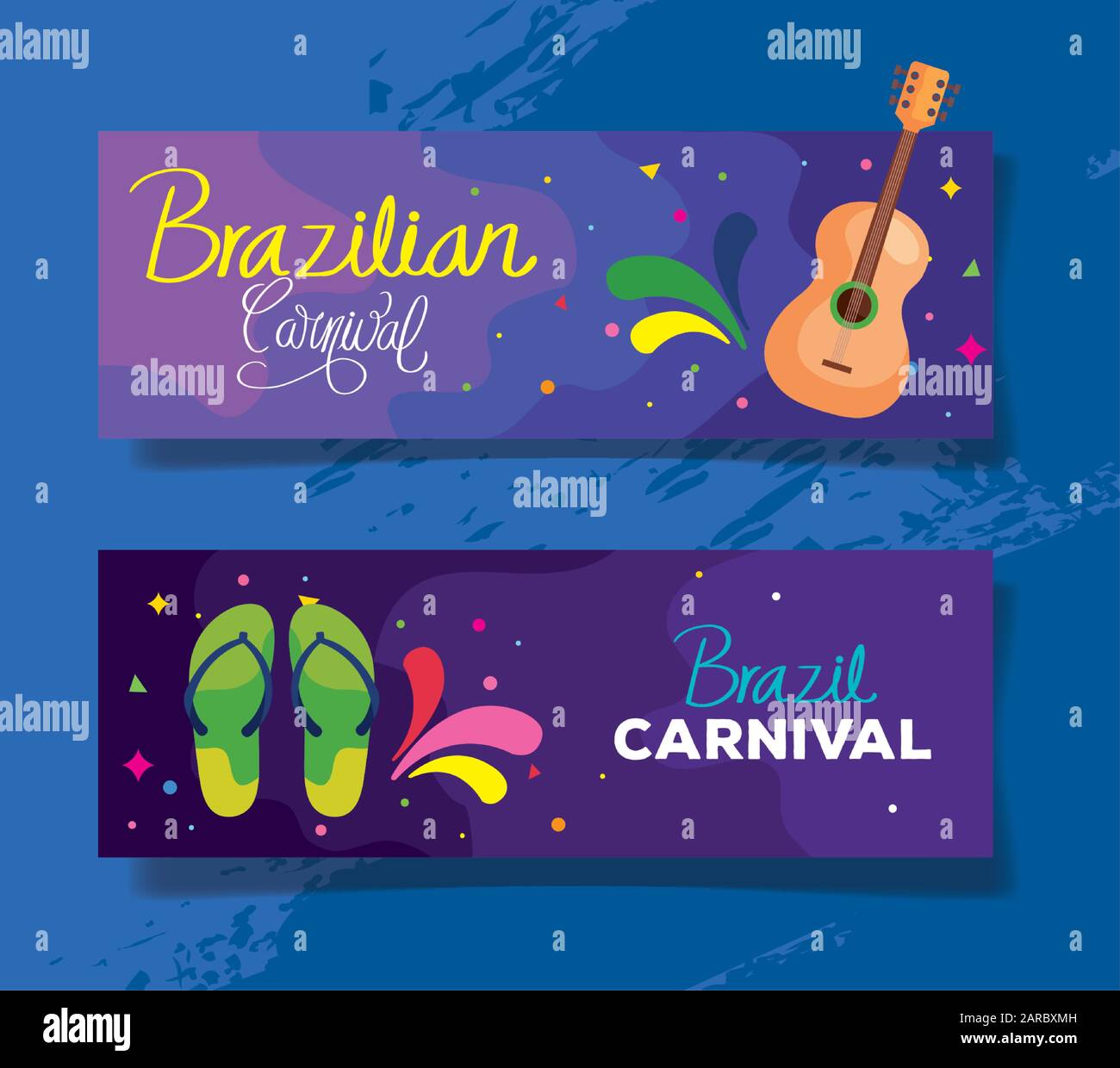 set of poster brazil carnival with decoration Stock Vector Image & Art ...