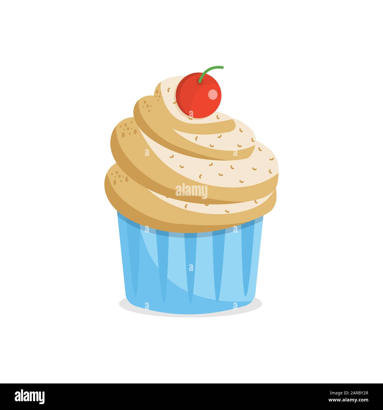 Cute cartoon cupcake with cherry on top. Vector illustration Stock Vector  Image & Art - Alamy