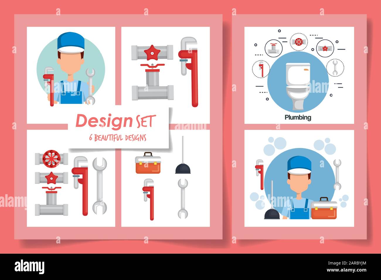 six designs of plumbing and icons Stock Vector Image & Art - Alamy