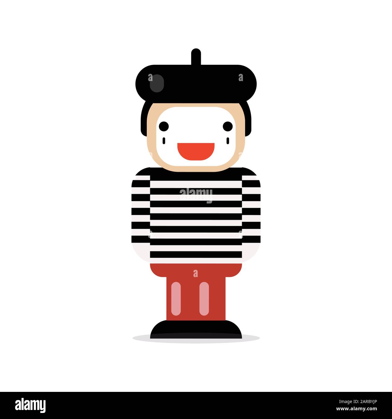 Flat icon of mime. Pantomime cartoon character. vector illustration Stock Vector