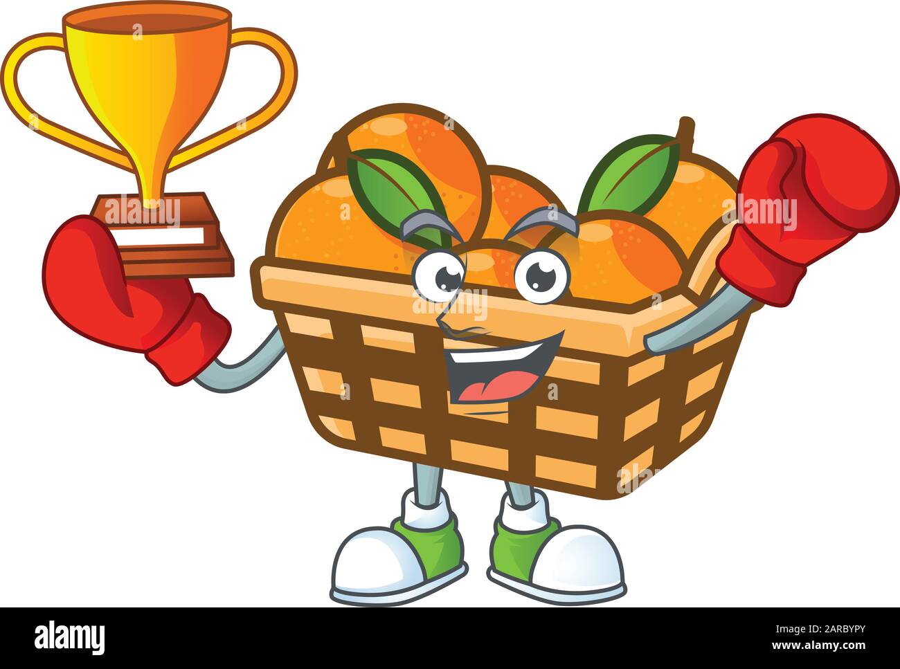 fantastic Boxing winner of basket oranges in mascot cartoon style Stock ...