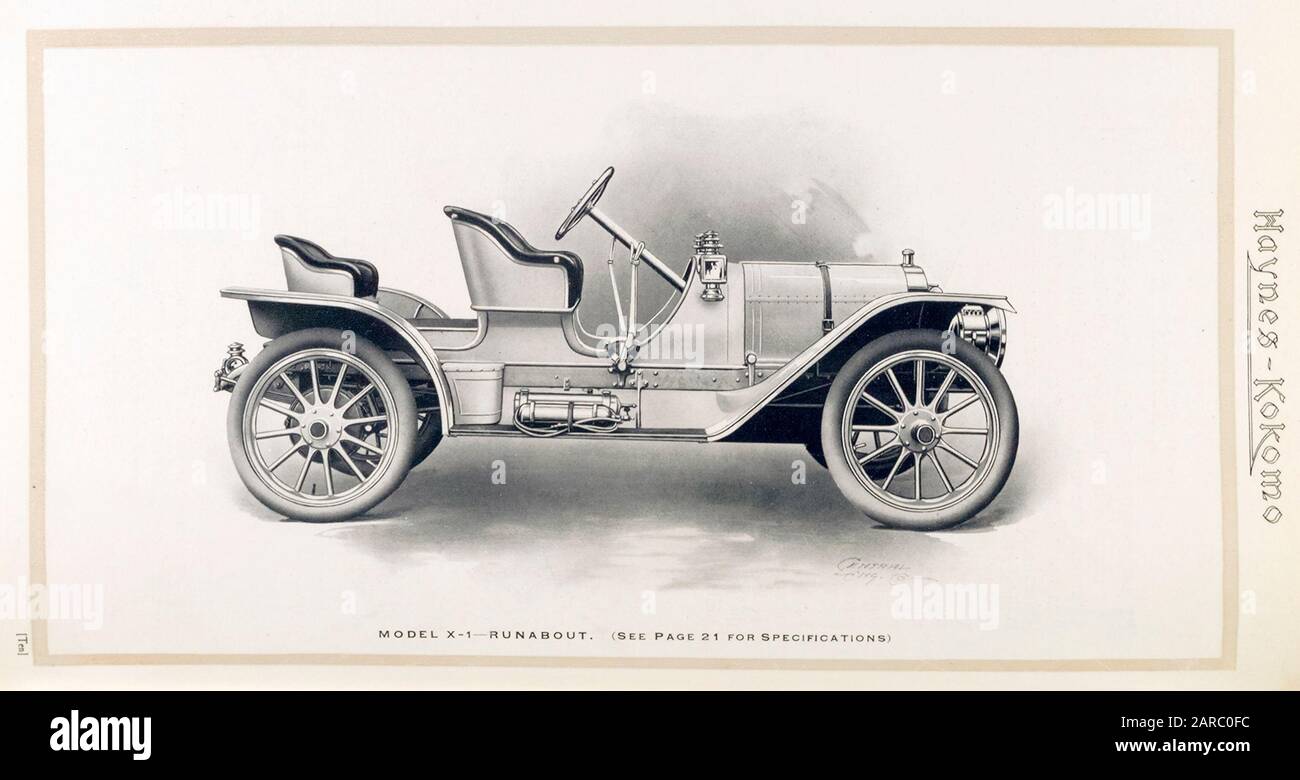Haynes, Vintage Car, Model X1 Runabout from the trade catalogue, illustration 1909 Stock Photo