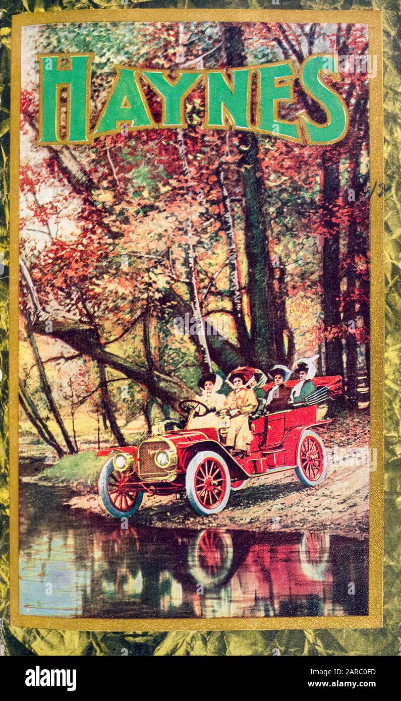 Haynes Vintage car trade catalogue, front cover illustration 1909 Stock Photo