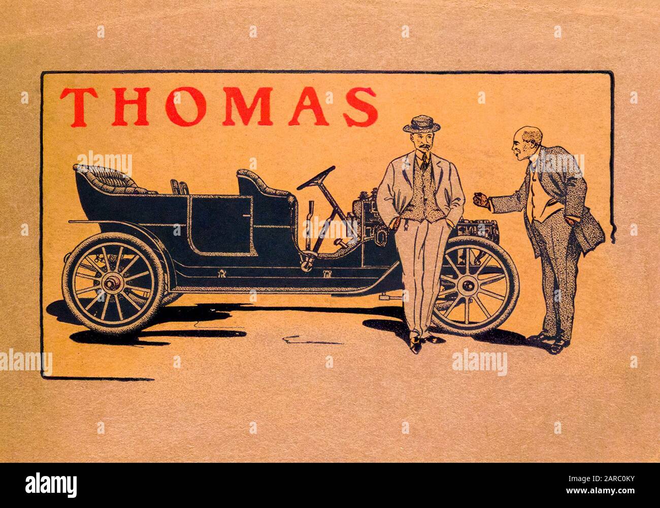 Thomas Motor Company, trade catalogue, cover illustration 1900s, circa 1909 Stock Photo