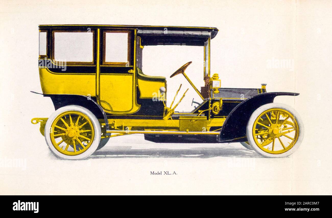 Vintage Car 1900s, Palmer-Singer Model XLA 4 cylinder 40 hp, illustration 1909 Stock Photo