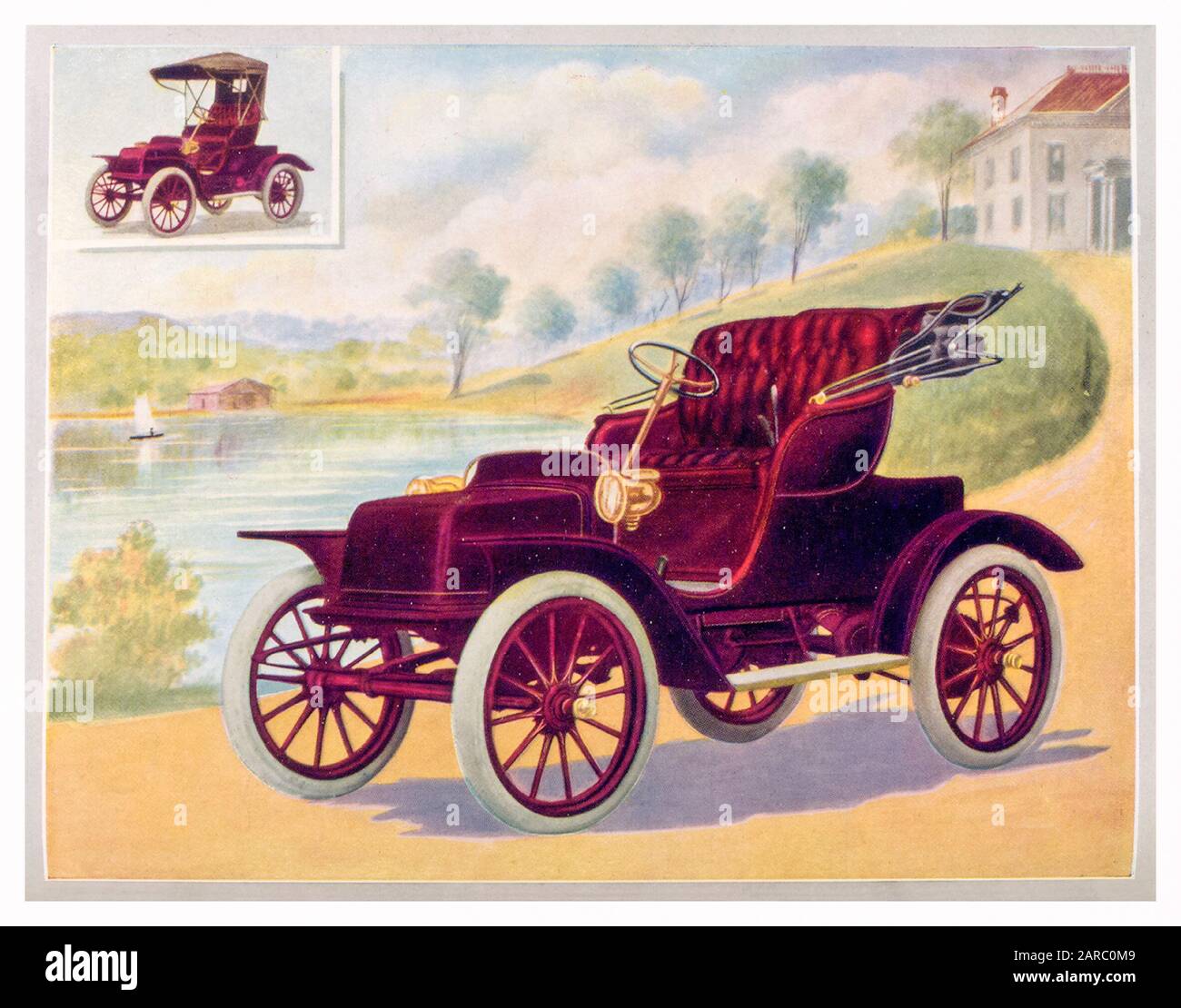 Early Electric Car, Vintage Car, Model 5 Runabout, Price $1600, by Babcock Electrics, illustration 1909 Stock Photo