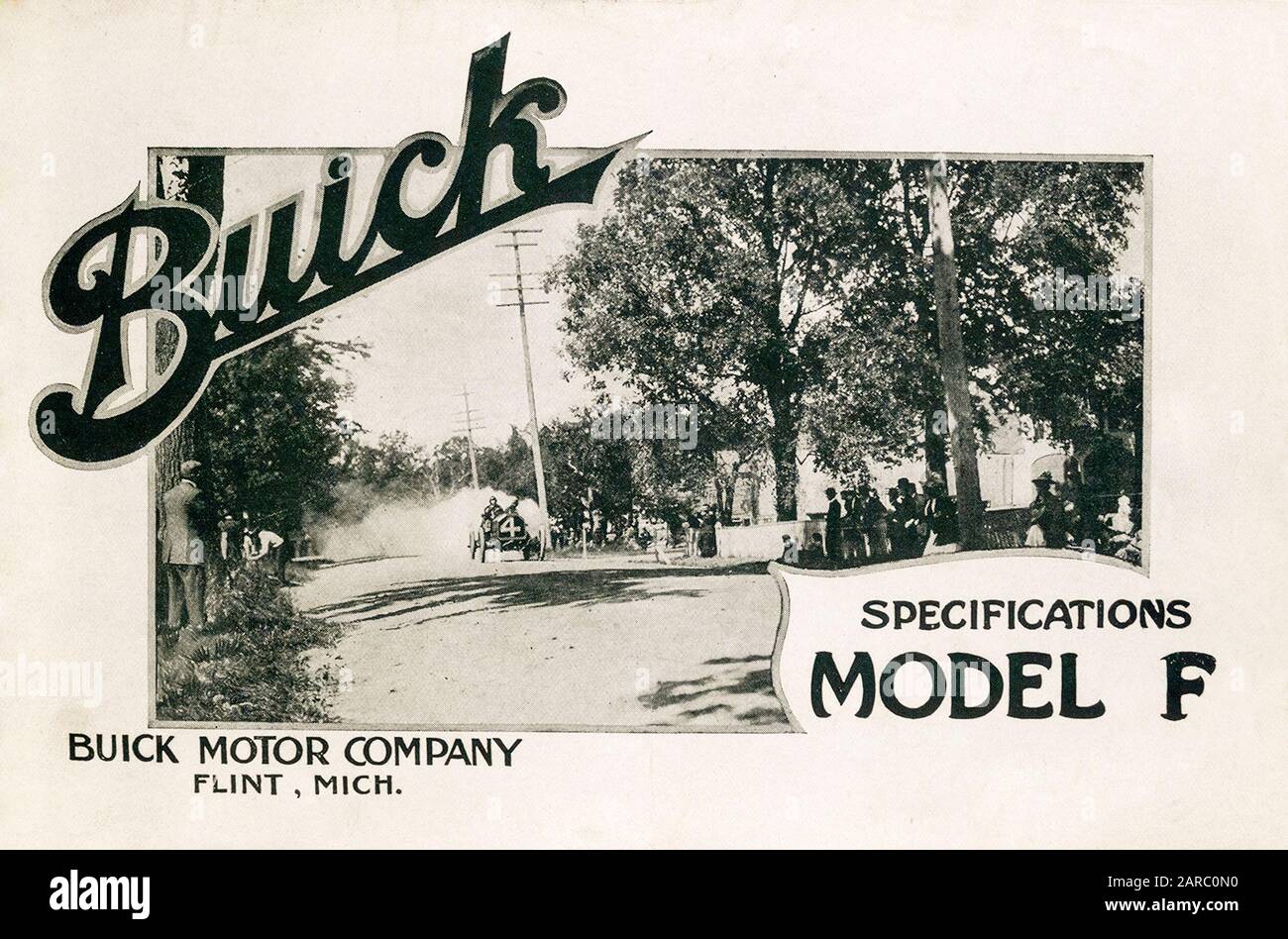 Buick Model F Catalogue, title page of a Vintage Car catalogue, 1900s, illustration 1909 Stock Photo