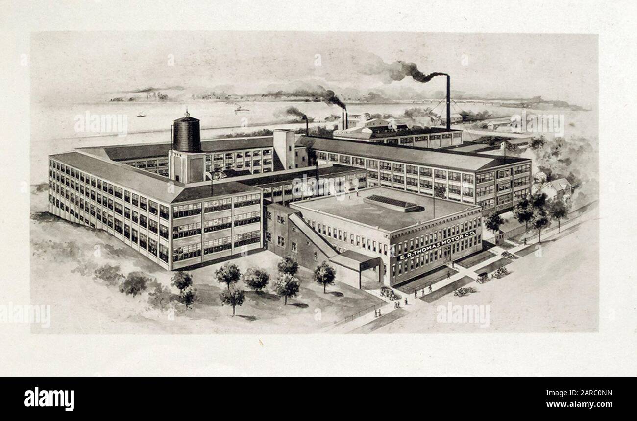 Thomas Motor Company factory building, Buffalo New York, illustration circa 1909 Stock Photo