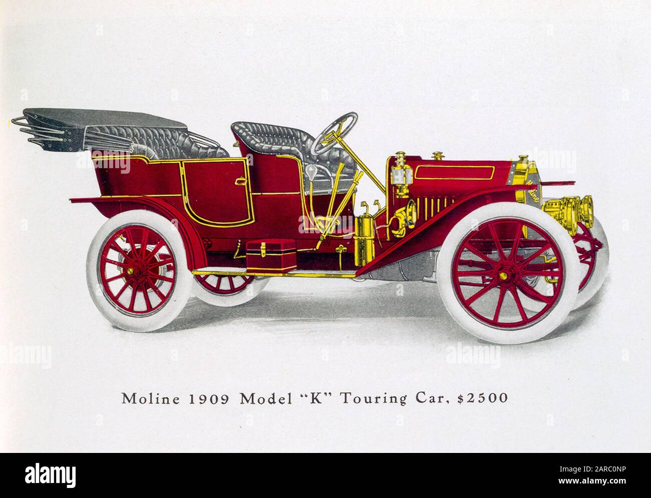 Vintage Car, Moline Model K Touring Car, $2500, illustration 1909 Stock Photo