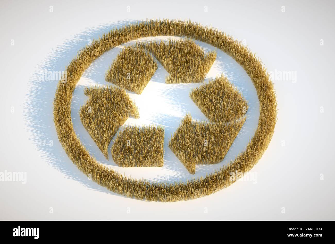 3d render image of crop circle with recyclation symbol Stock Photo