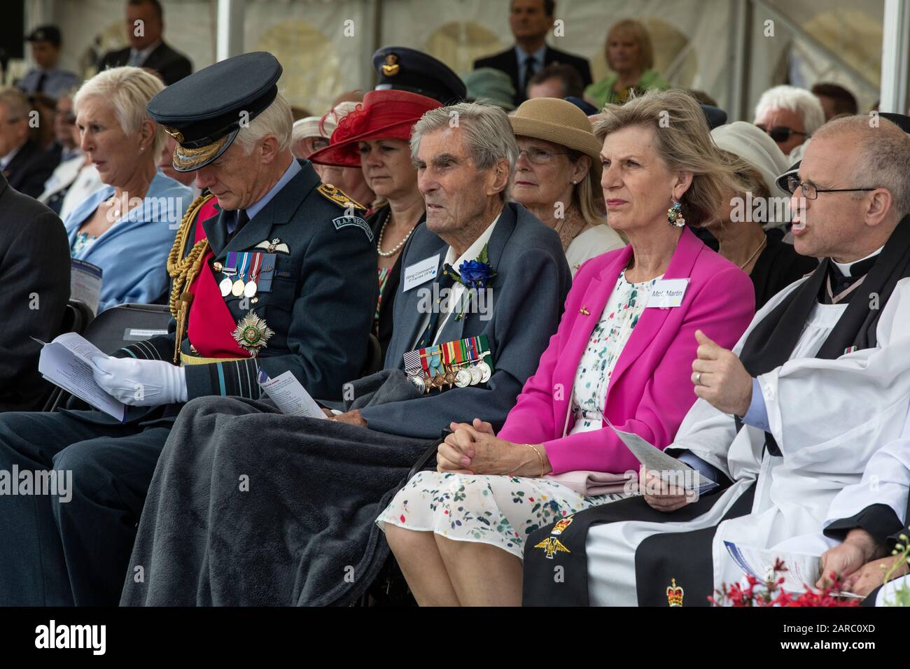 Paul Farnes, last Battle of Britain fighter pilot ace, attending the annual Battle of Britain Memorial Day parade and service, Capel-le-Ferne, Kent Stock Photo