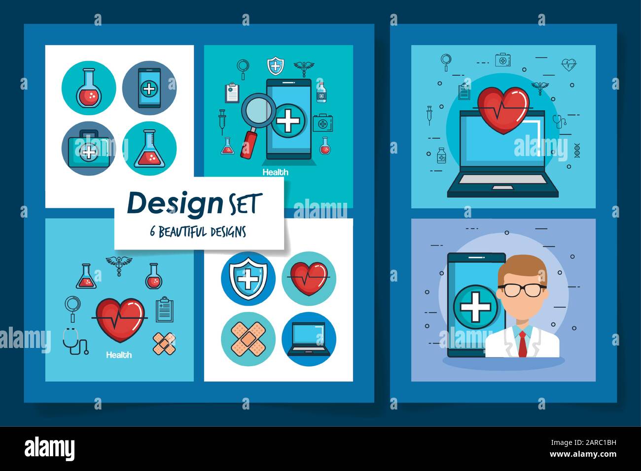 six designs of health and icons Stock Vector Image & Art - Alamy
