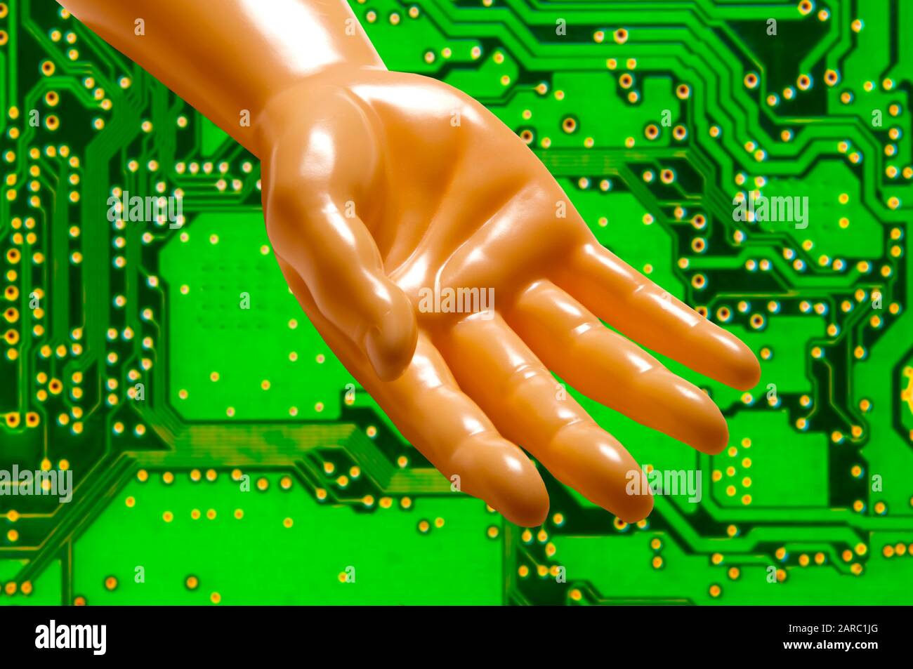 Prosthetic arm and hand. Stock Photo