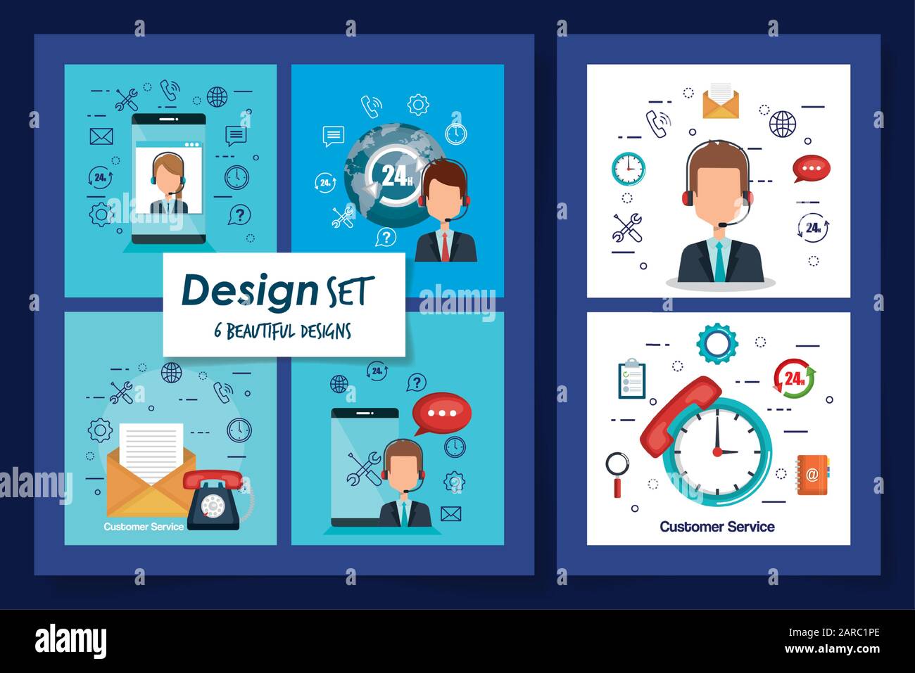 six designs of customer service and icons Stock Vector Image & Art - Alamy