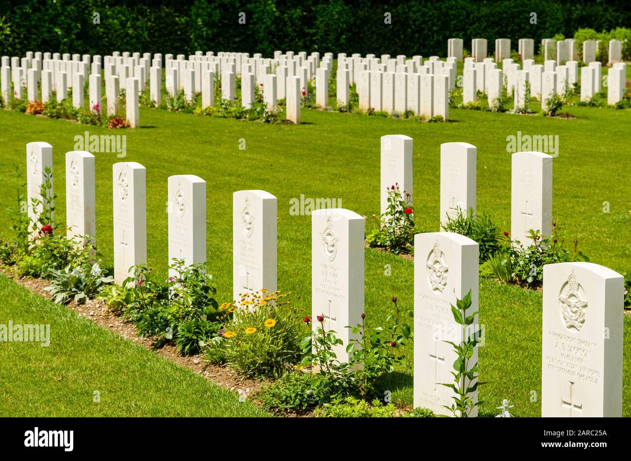 Durnbach War Cemetery is the final rest of 2960 soldiers who died in WW2 Stock Photo