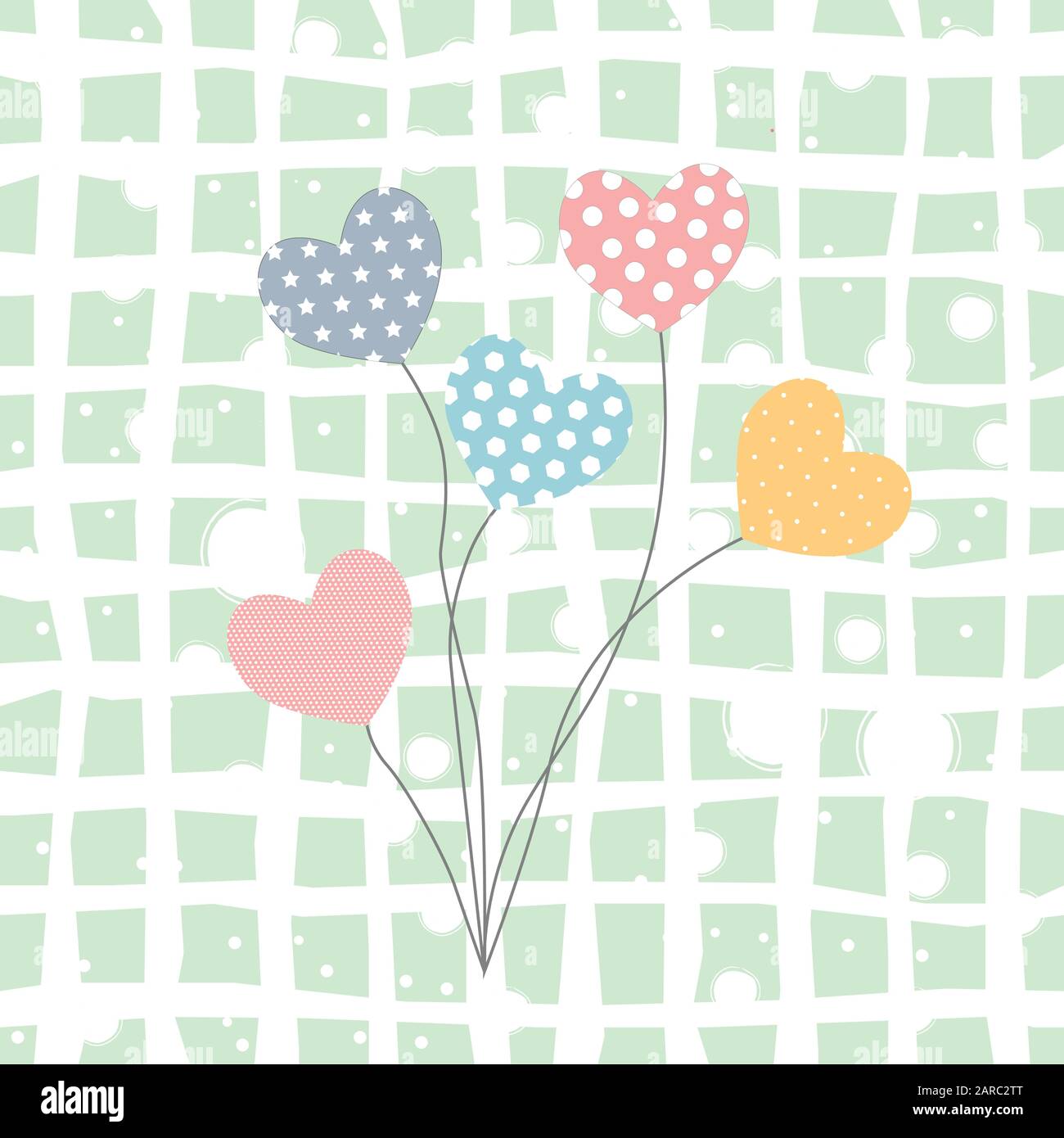 Balloons in the heart shape in different colors. Vector Illustration ...