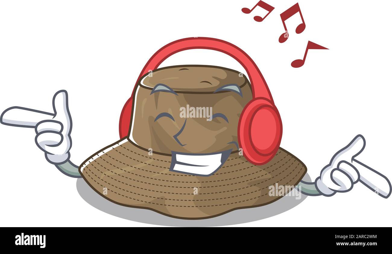 Listening music bucket hat mascot cartoon character design Stock Vector  Image & Art - Alamy