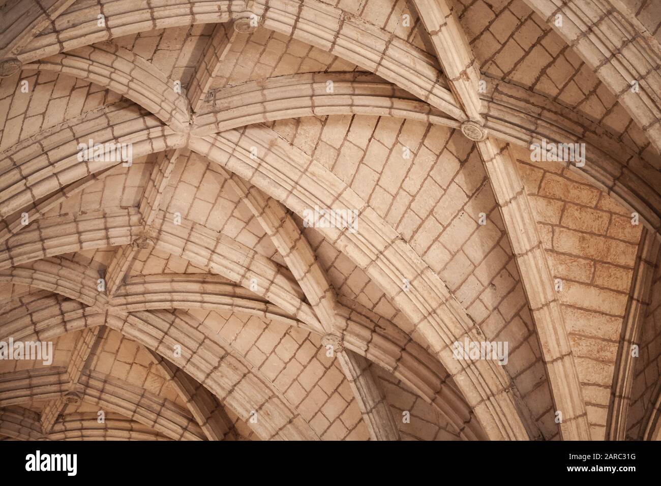 Arched Gothic vault structure, abstract classic architectural background photo Stock Photo