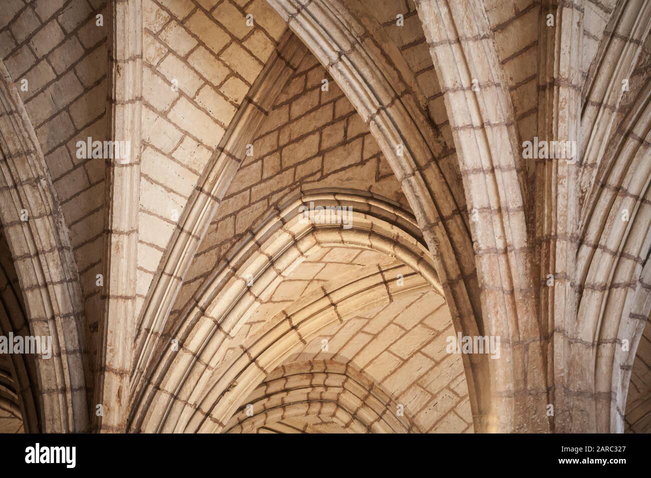 Classic Gothic arched vault structure, abstract architectural background photo Stock Photo