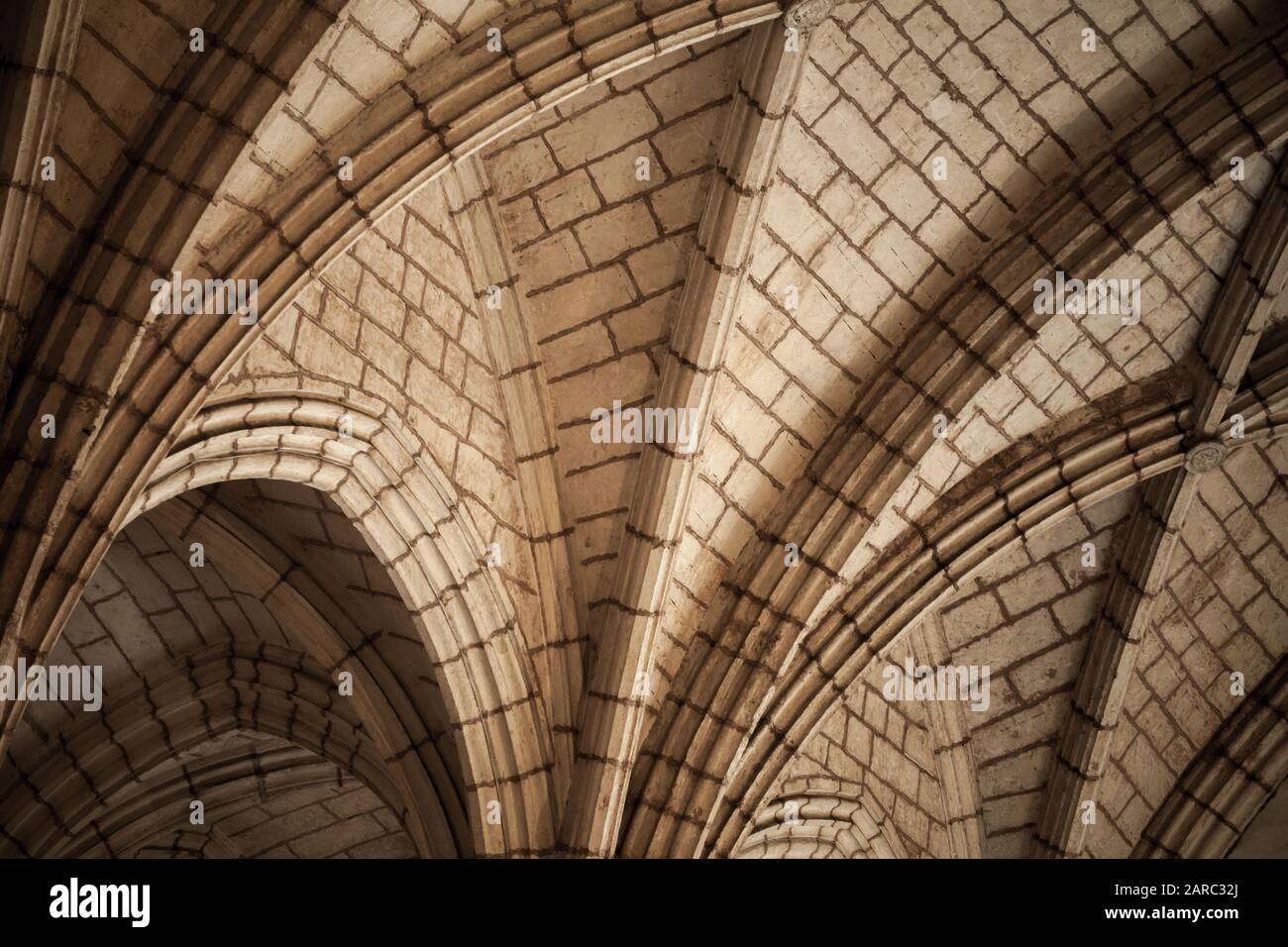 Classic Gothic ceiling structure, abstract architectural background photo Stock Photo
